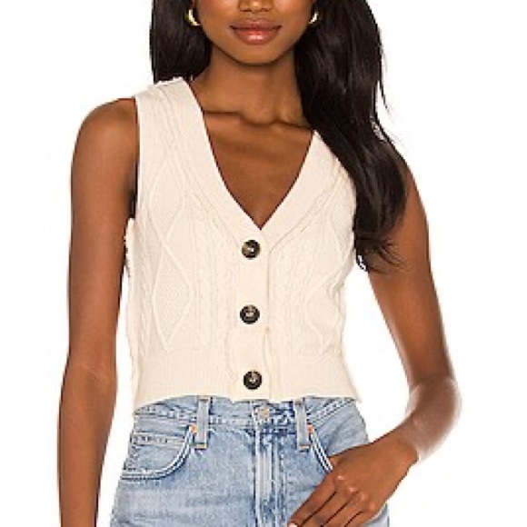 Free People Denson Cropped Sweater Vest Size Large - Picture 1 of 6